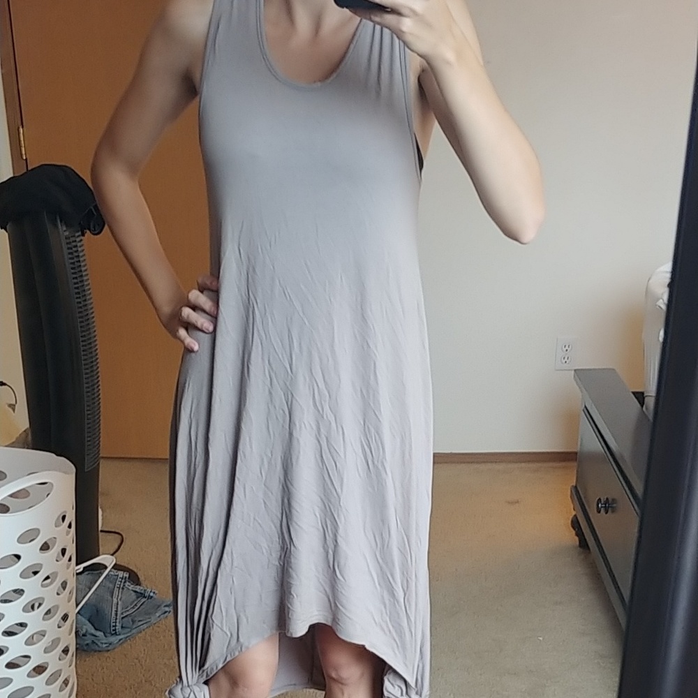 Taupe handkerchief hem dress